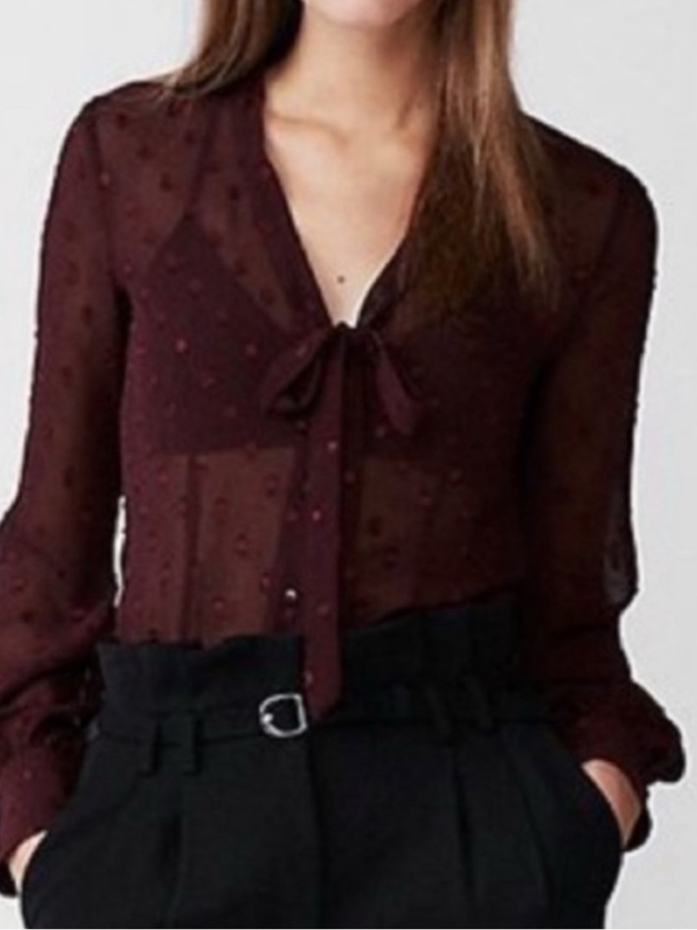 Express Tie Neck Medallion Print Blouse XS (See description on size)